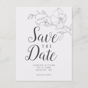 Cartão Postal De Anúncio Casamento da Flor Elegante Magnolia Salve a Data