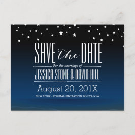 Cartão Postal De Anúncio Casamento da Noite Estrelada Azul Elegante Salve a