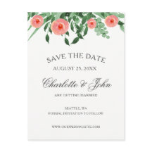 Casamento das Flores Greenery Peach salva as datas