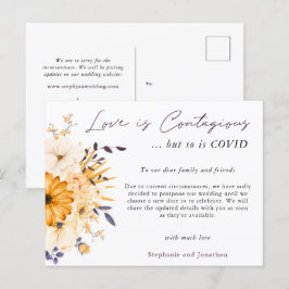 Cartão Postal De Anúncio Casamento de Amor é Contagioso Adiados COVID19 Flo