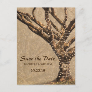 Cartão Postal De Anúncio Casamento de Árvore Rústica Save the Date