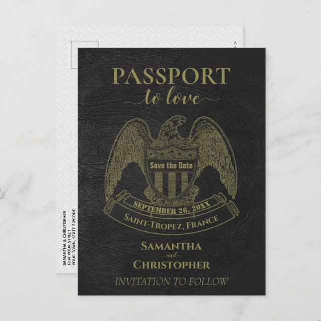 Cartão Postal De Anúncio Casamento de Bela Diversão de Passaporte Preto Sal (Frente/Verso)