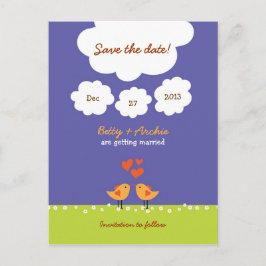 Cartão Postal De Anúncio Casamento De Belas Pássaros Com Amor (Noite)