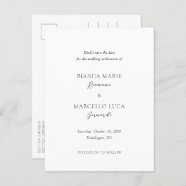 Cartão Postal De Anúncio Casamento de Bianca Elegante Salvar a Data