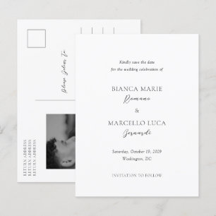 Cartão Postal De Anúncio Casamento de Bianca Elegante Salvar a Data