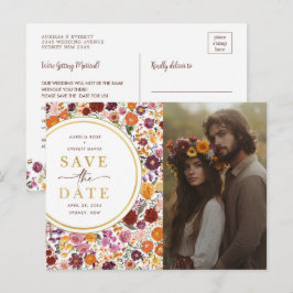 Cartão Postal De Anúncio Casamento de Bright Fall Wildflower Salve a Foto d
