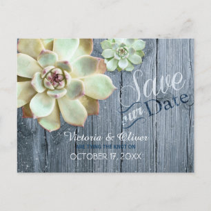 Cartão Postal De Anúncio Casamento de Cactus com Suculente de Driftwood Sal