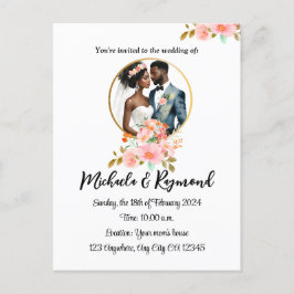 Cartão Postal De Anúncio Casamento de casal afro-americano