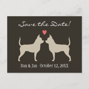 Cartão Postal De Anúncio Casamento de Chihuahuas Salve a Data