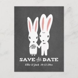Cartão Postal De Anúncio Casamento de Coelhos Save the Date