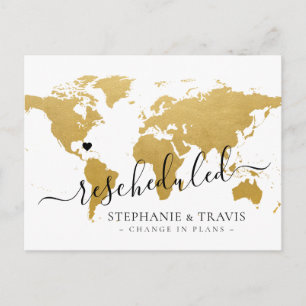 Cartão Postal De Anúncio Casamento de Destino Adiado Reagendado