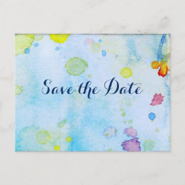 Cartão Postal De Anúncio Casamento de Destino Aquarela Save the Date
