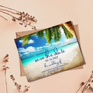 Cartão Postal De Anúncio Casamento de Destino de Praia Tropical Salve as Da