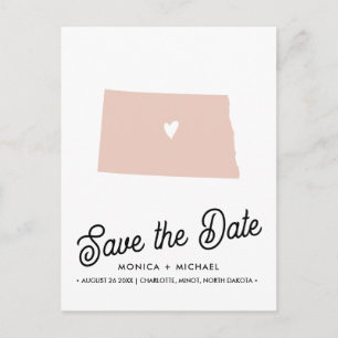 CARTÃO POSTAL DE ANÚNCIO CASAMENTO DE DESTINO NO ESTADO DE NORTH DAKOTA QUA