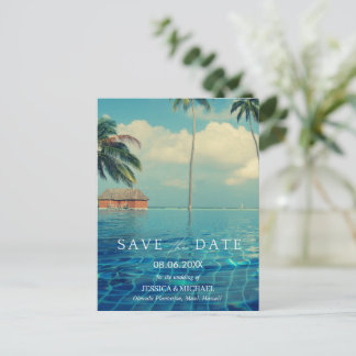 Cartão Postal De Anúncio Casamento de Destino Tropical do Havaí Salve as Da