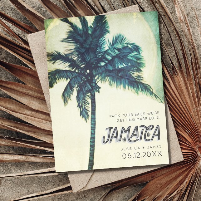 Cartão Postal De Anúncio Casamento de destino tropical Jamaica Salve a data (Criador carregado)