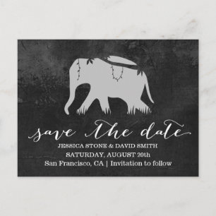 Cartão Postal De Anúncio Casamento de Elefante na Selva Escura Elegante Sal