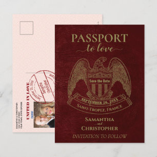 Cartão Postal De Anúncio Casamento de Engraçado Vermelho de Passaporte Guar