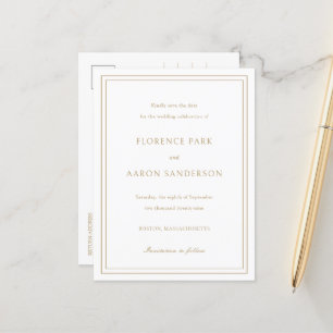 Cartão Postal De Anúncio Casamento de Eterno Dourado tradicional Salvar a D