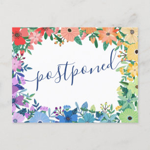 Cartão Postal De Anúncio Casamento de Flores Arco-Íris Adiados