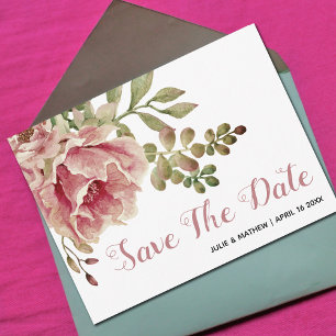 Cartão Postal De Anúncio Casamento de flores cor-de-rosa rosa Dusty Salve a