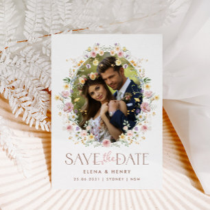 Cartão Postal De Anúncio Casamento de Flores Silvestres com Pastéis Suaves