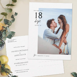 Cartão Postal De Anúncio Casamento de Foto Chic Simples Elegante Salve a Da