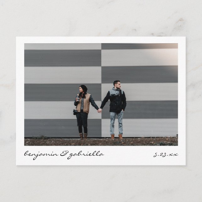 Cartão Postal De Anúncio Casamento de Foto com Letra de Rascunho Moderna Mi (Frente)