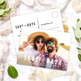 Cartão Postal De Anúncio Casamento de Foto Russo Salve a Data