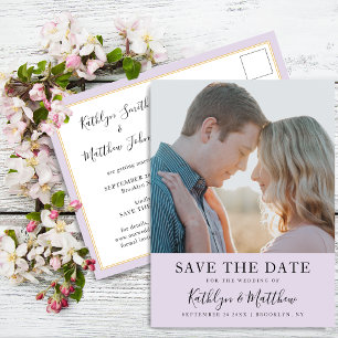 Cartão Postal De Anúncio Casamento de Foto Simples Tipografia Moderna Bege