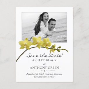 Cartão Postal De Anúncio Casamento de Fotografias da Orquídea Amarela Simp