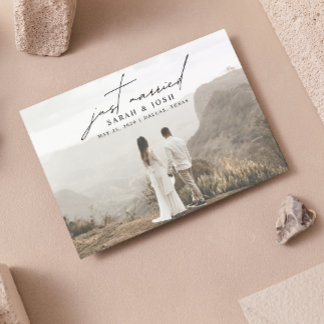 Cartão Postal De Anúncio Casamento de Fotografias de Recem casados Minimali