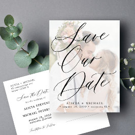 Cartão Postal De Anúncio Casamento de fotos com script elegante moderno sal
