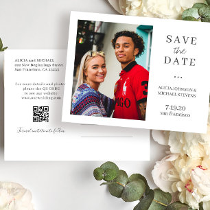 Cartão Postal De Anúncio Casamento de fotos do CÓDIGO QR moderno salvar dat
