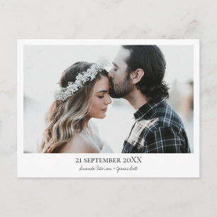 Cartão Postal De Anúncio Casamento de Fotos Modernas Elegante Simples Salve