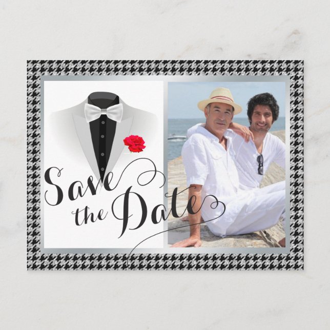 Cartão Postal De Anúncio Casamento de Gay elegante Salve a data com a foto (Frente)
