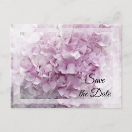 Cartão Postal De Anúncio Casamento de Hydrangea Rosa Suave Salve a Data