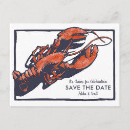 Cartão Postal De Anúncio Casamento de Lagosta Rústica Save The Date