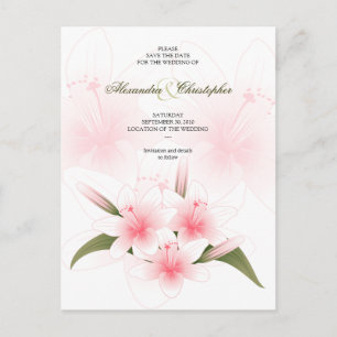 Cartão Postal De Anúncio Casamento de lírios brancos e cor-de-rosa Salva a 