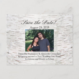 Cartão Postal De Anúncio Casamento de madeira rustica com Latido de árvore 