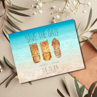 Casamento de máscara de praia em Tiki Salve as dat
