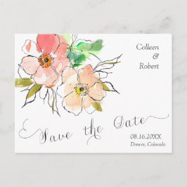 Cartão Postal De Anúncio Casamento de Noivado com Foto e Data de Salvamento