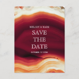 Cartão Postal De Anúncio Casamento de outono do Geode do Red Agate Salvar a