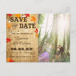 Cartão Postal De Anúncio Casamento de outono Salve a data para um casamento