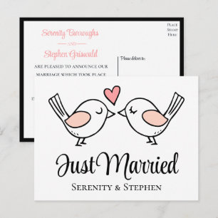 Cartão Postal De Anúncio Casamento de Pássaros de Amor Preto Pássaros de Am