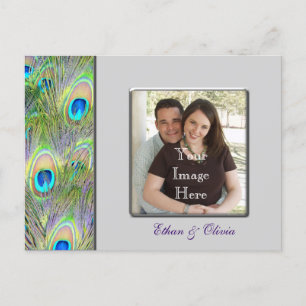 Cartão Postal De Anúncio Casamento de Pavão Salvar a Data