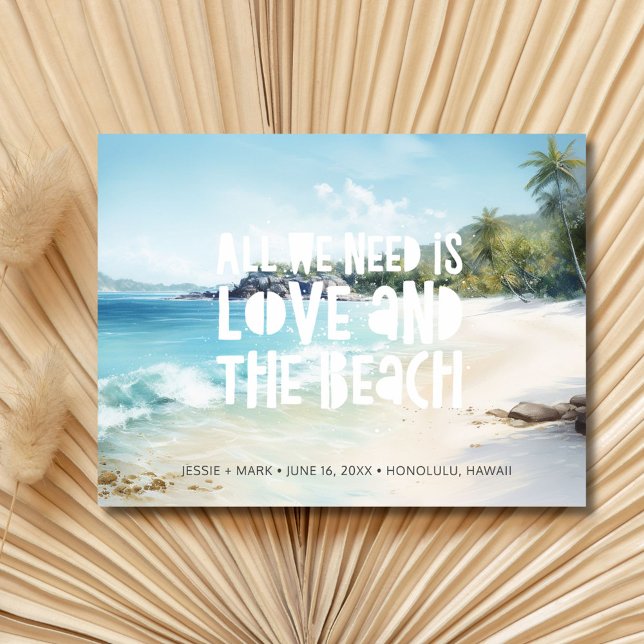 Cartão Postal De Anúncio Casamento de Praia de Destino Salvar a Data (Destination Beach Wedding Save the Date)