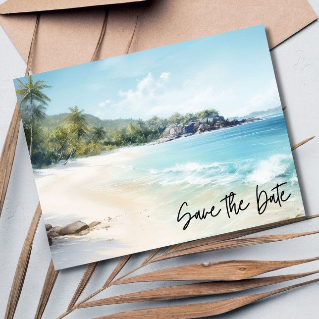 Cartão Postal De Anúncio Casamento De Praia Salvar A Data (Beach Wedding Save The Date)
