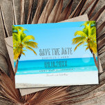 Cartão Postal De Anúncio Casamento de praia tropical Salvar a Data<br><div class="desc">Faça uma declaração com este casamento da praia tropical,  salve o cartão postal! Este cartão-postal apresenta uma cena de praia tropical para entusiasmar seus convidados pelo seu dia especial. Diga aos seus convidados que é hora de planejar a viagem deles para o casamento de destino na praia!</div>