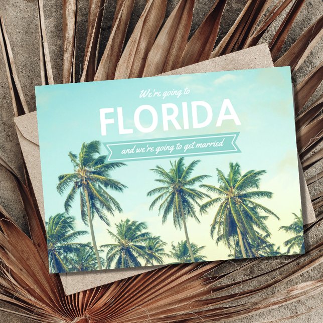 Cartão Postal De Anúncio Casamento de praia tropical Salvar a Data (Criador carregado)